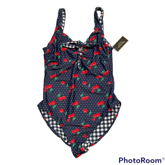 Juicy Couture Cherry Plaid Reversible One Piece Swim Suit Size XL new with tags - Picture 2 of 8